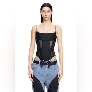 Mugler X H&M Mesh-paneled Corset Top Size M